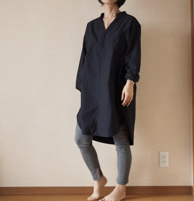 ロングシャツ ネイビーの画像1枚目