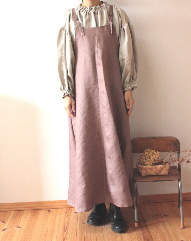 大人のサロペットエプロンワンピース