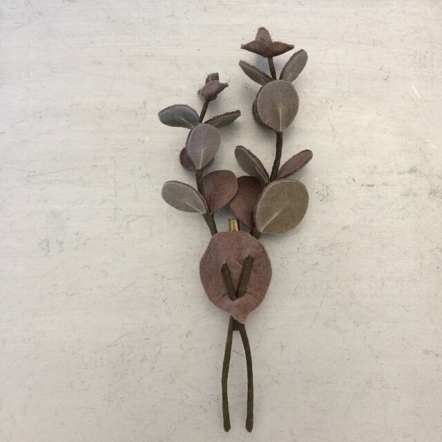 ユーカリのブローチ(茶)の画像1枚目