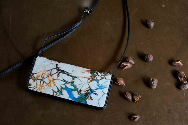 絞り染めLEATHERお財布bag-#multi-color《送料無料》の画像1枚目
