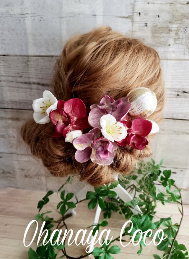 舞妓ファレノとミニローズの髪飾り7点Set No311