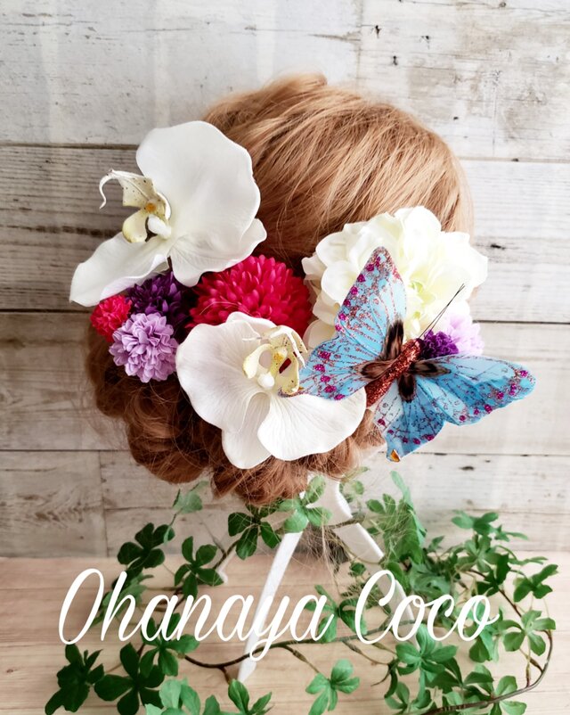 hirahira 蝶舞う和装髪飾り5点Set No314