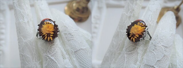 1143）バルティックアンバー薔薇の彫刻入りオーバルカボションSV925製