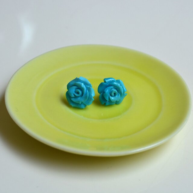 ターコイズ（トルコ石）のローズピアス＊SV925☆送料無料♪i | iichi