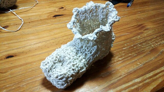 きびそ(生皮苧)手編みおうちソックス(素材糸 純国産 群馬県産)糸3000デニールの画像1枚目