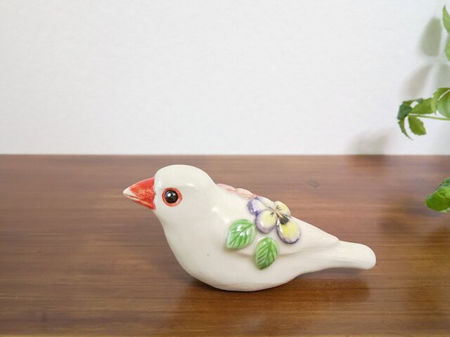 花小鳥/大 白文鳥(陶器)の画像1枚目