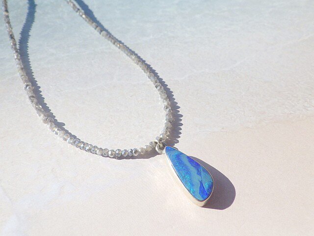 Grand Blue Ocean Opal Necklace ラブラドライト*sv925の画像1枚目