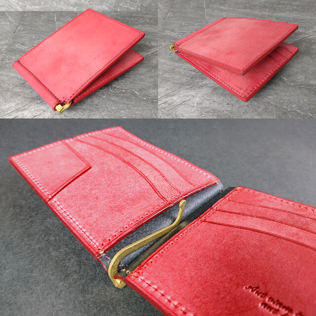 名入可][2色] マネークリップ小銭入れなし --- 国産牛革ロロマ