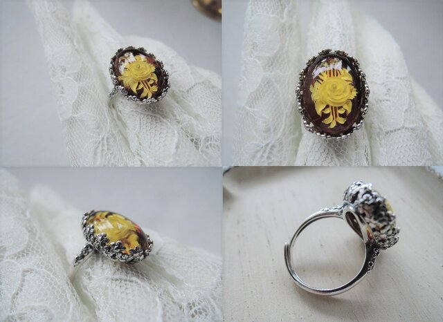 1149）高品質天然琥珀☆バルティックアンバー薔薇の彫刻入りオーバル