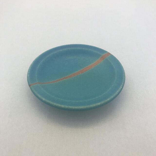 トルコ青マット線豆皿の画像1枚目