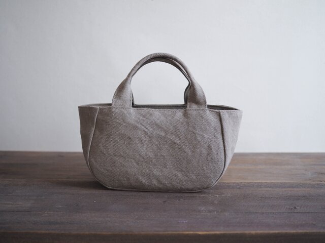 【MILITARY TWILL】蓋付き丸トートS (タンベージュ)の画像1枚目