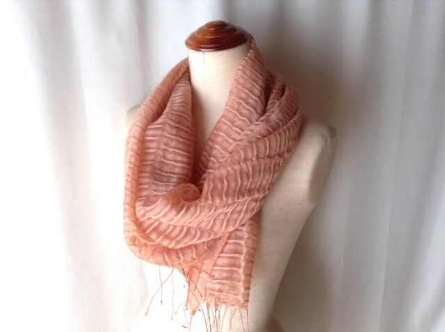 ビワ染めシルクコットンストール ビワ染めシルクコットンストール