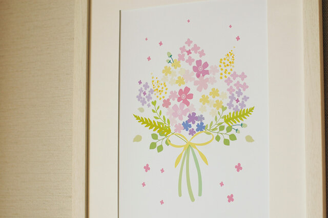 可愛いお花のブーケ ♪ ボタニカル アート 北欧の画像1枚目