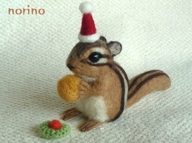 シマリス　リース（大、中）　羊毛フェルト 羊毛フェルト シマリス - 羊毛フェルトベストセラー 商品