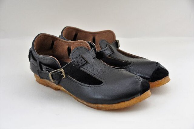 plie T-strap (natural leather)の画像1枚目