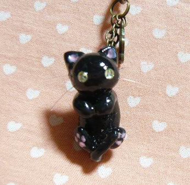にゃんこのしっぽ○にゃんこストラップ〇あしあとチャーム〇黒猫の画像1枚目