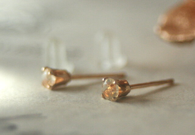14kgf*シトリン 宝石質 天然石 ピアス クリスマス プレゼント ビジュー 結婚式 ウエディングの画像1枚目