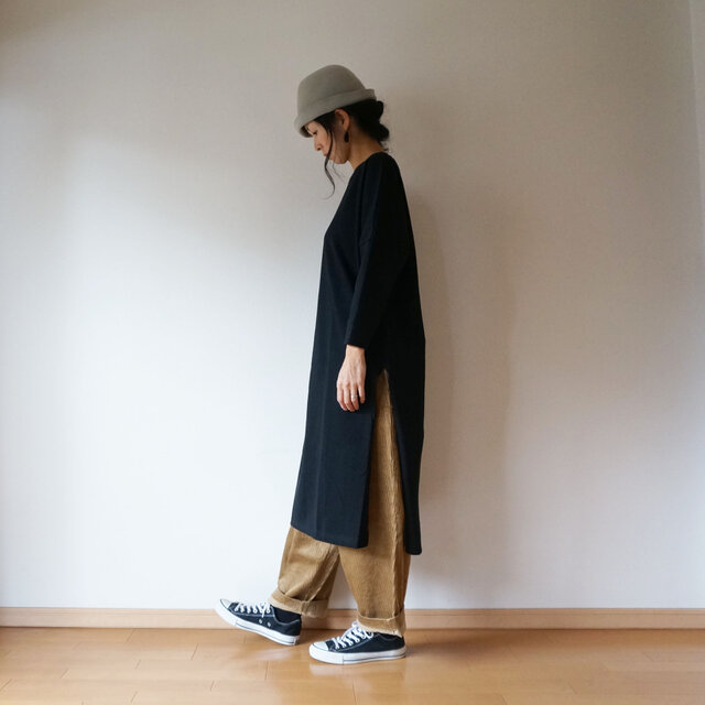 ◯予約商品◯Cotton drop shoulder one piece LADY'S BLACKの画像1枚目