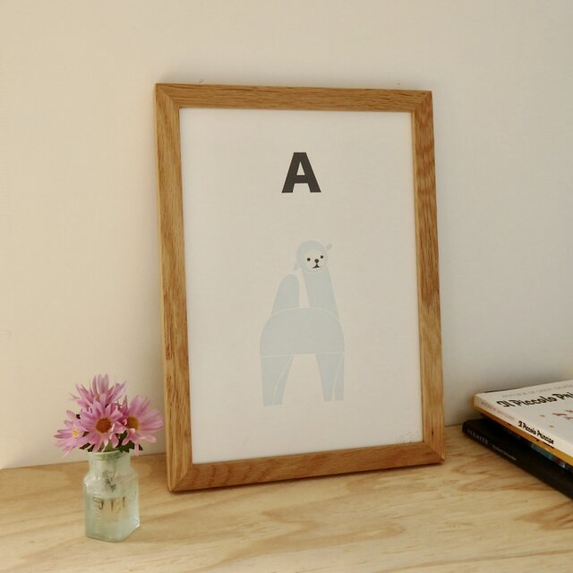 A for Alpaca A4サイズポスターの画像1枚目