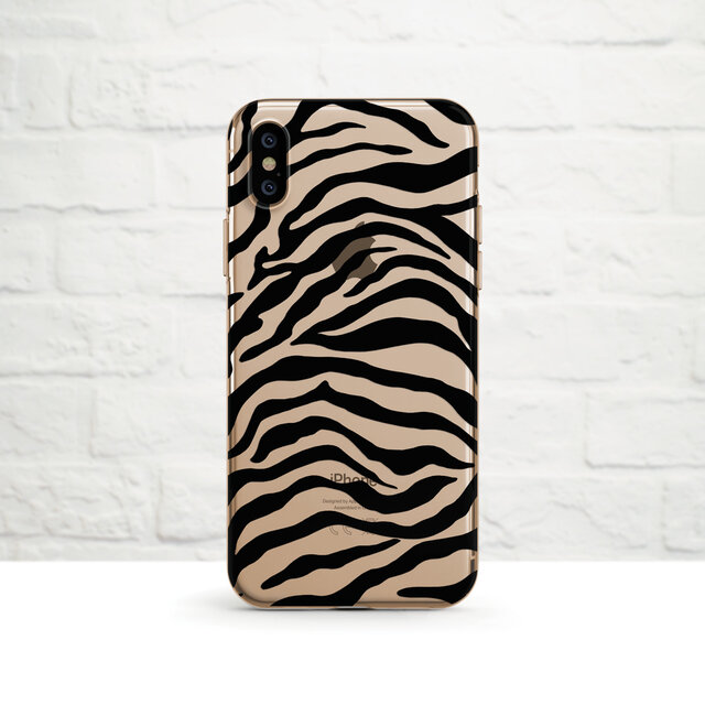 Zebra Print, Black クリアソフト ケースの画像1枚目