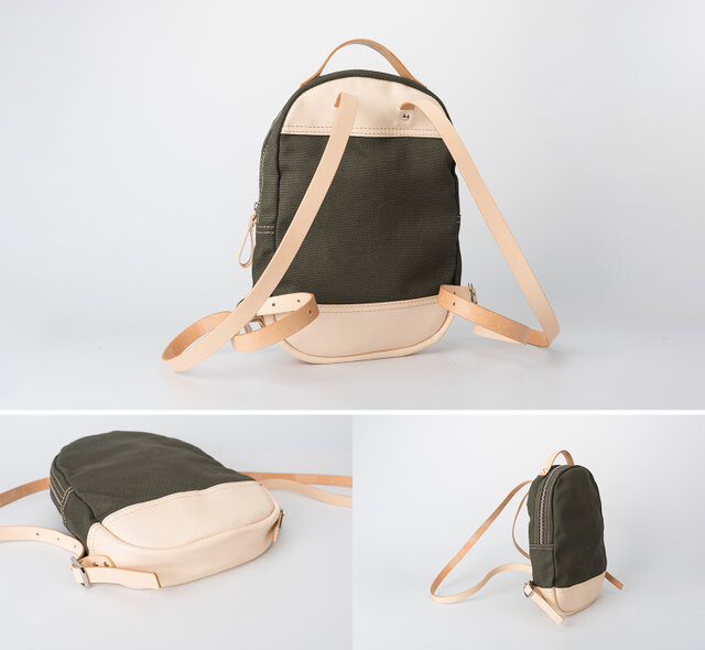 しずく型リュック(L)　echino×ブラック帆布　ハンドメイド しずく型リュック(L) echino×ブラック帆布 ハンドメイド 大人