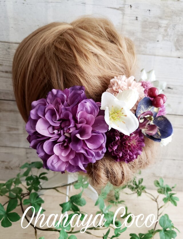 大人可愛 和風モダンくすみ色の髪飾り10点Set No345