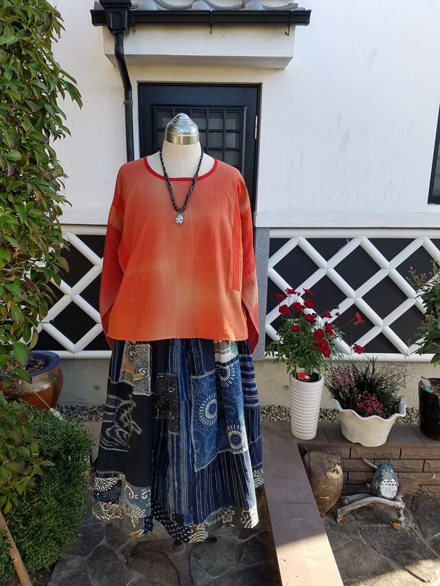 着物リメイク　手作り　襤褸、絵がすり、型染めなど　パッチ