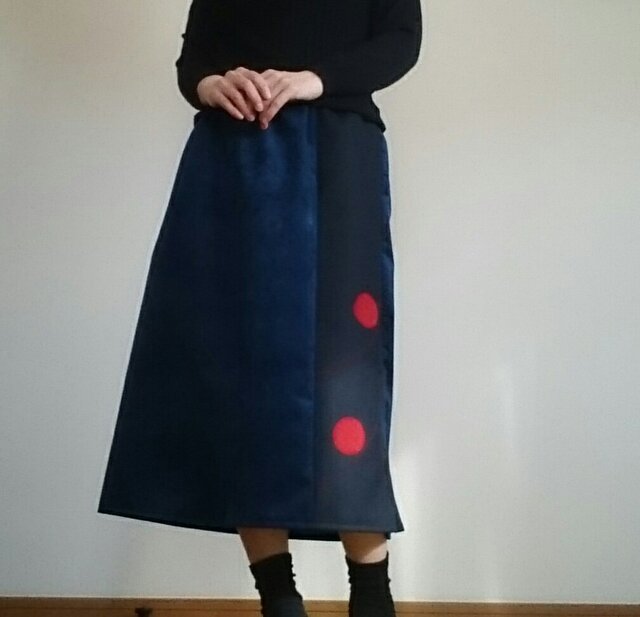 ベロアブルーロングスカートクリスマスカラーウエストゴム | iichi