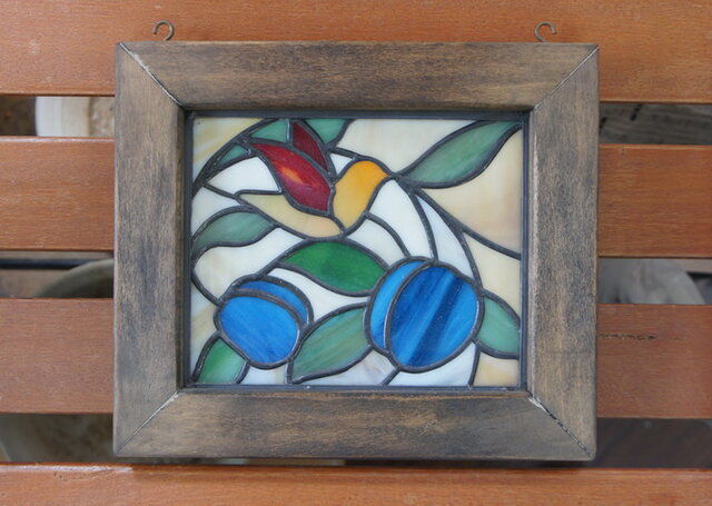 赤い鳥青い実（ステンドグラスミニパネル） | iichi 日々の暮らしを