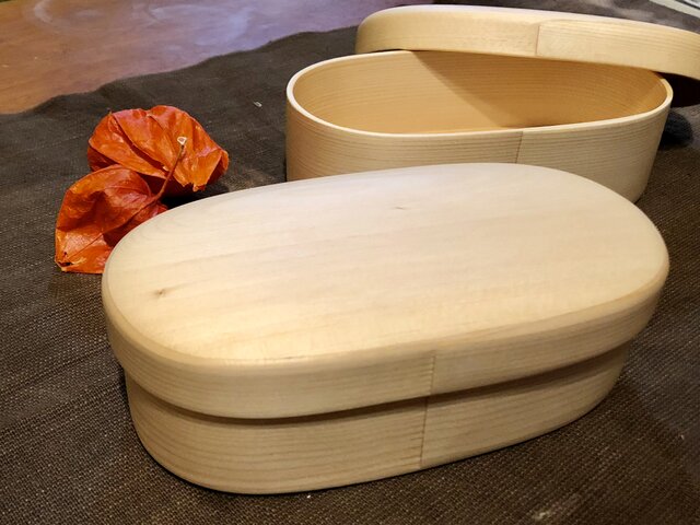 【未使用】 木製 オケクラフト 曲㭪 弁当箱 器 曲げわっぱの木のお弁当箱 楕円 小 | iichi 日々の暮らしを心地よく