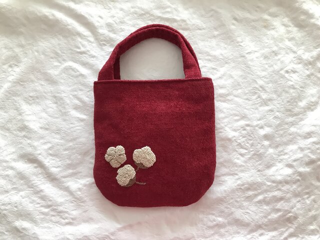 めんか刺繍のミニバッグ(あか)の画像1枚目