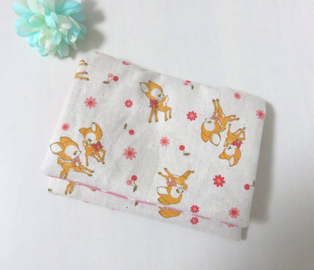 New*移動ポケット*レトロバンビ*お花*ポケットティッシュケースの画像1枚目