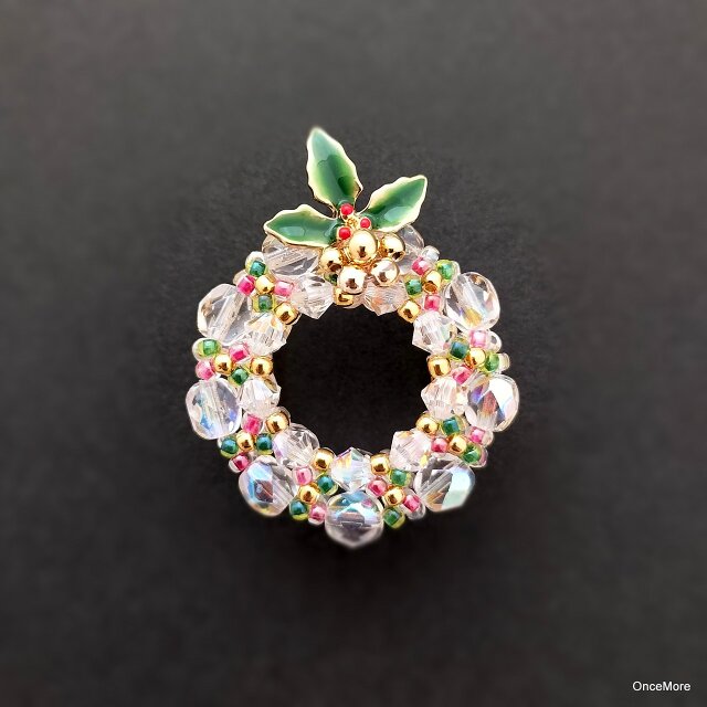 （再販）クリスマスリースの帯留め（AB）