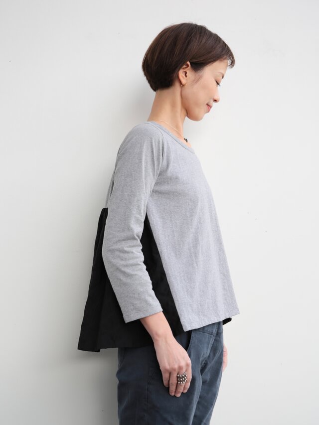 Omiso long tops/ gray×blackの画像1枚目