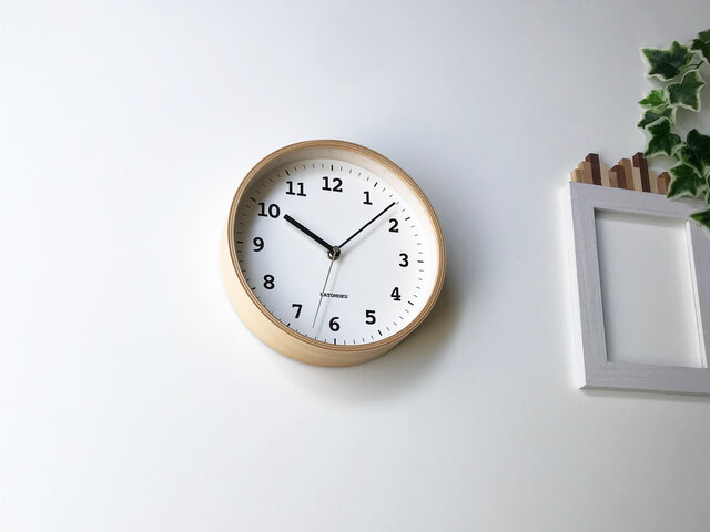 KATOMOKU plywood wall clock 13 ナチュラル 電波時計 連続秒針 km