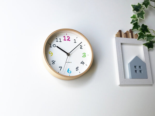 KATOMOKU plywood wall clock 14 ナチュラル 電波時計 連続秒針 km