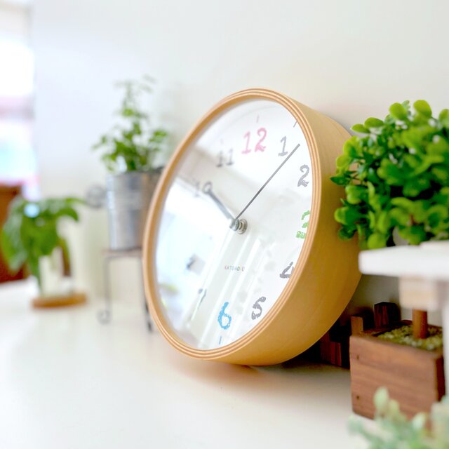 KATOMOKU plywood clock 14 km-85NA 掛け時計 木製 曲げわっぱ | iichi