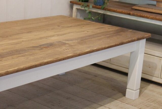 ハンドメイド　シャビーな1ドロワーローテーブル90 ハンドメイド シャビーな1ドロワーローテーブル90 ハンドメイド