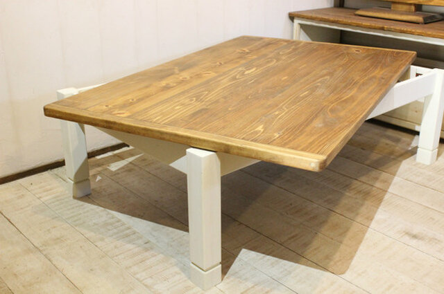 シャビーなこたつテーブル120 アンティークホワイト コタツ | iichi ハンドメイド・クラフト作品・手仕事品の通販
