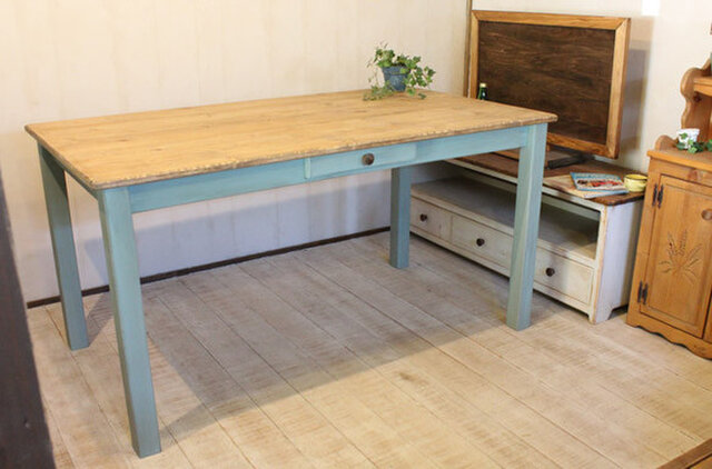 シャビーなダイニングテーブル140 Dressing Table Blue シャビーなダイニングテーブル140 Dressing Table Blue | iichi 日々の