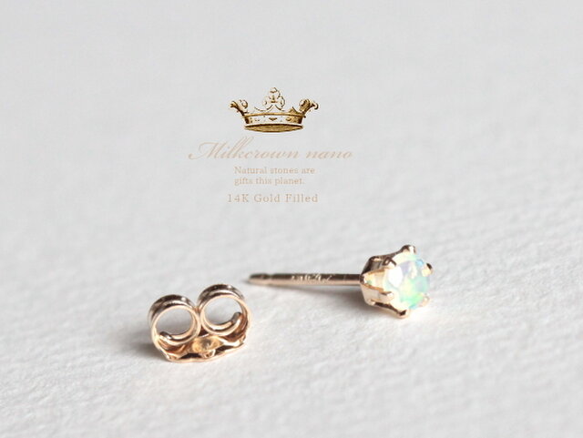 Milkcrown nano1粒ピアス※1個売り・エチオピアオパール | iichi 日々の