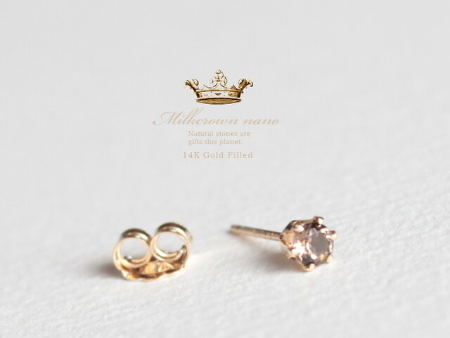 Milkcrown nano1粒ピアス/※1個売り/煙水晶の画像1枚目