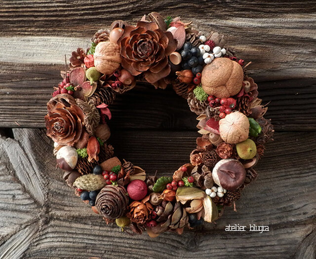 八ヶ岳〜25cm静かな森の木の実のWreath06の画像1枚目