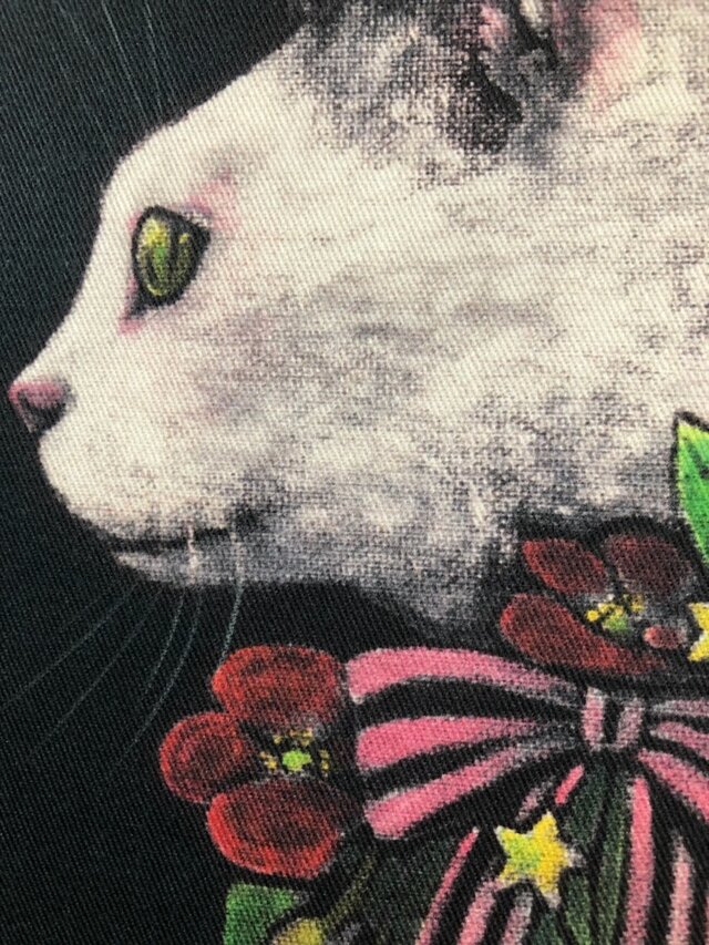星月猫☆アート「白猫」絵画 F3 複製画 木製パネル貼り27.3cmｘ22cm