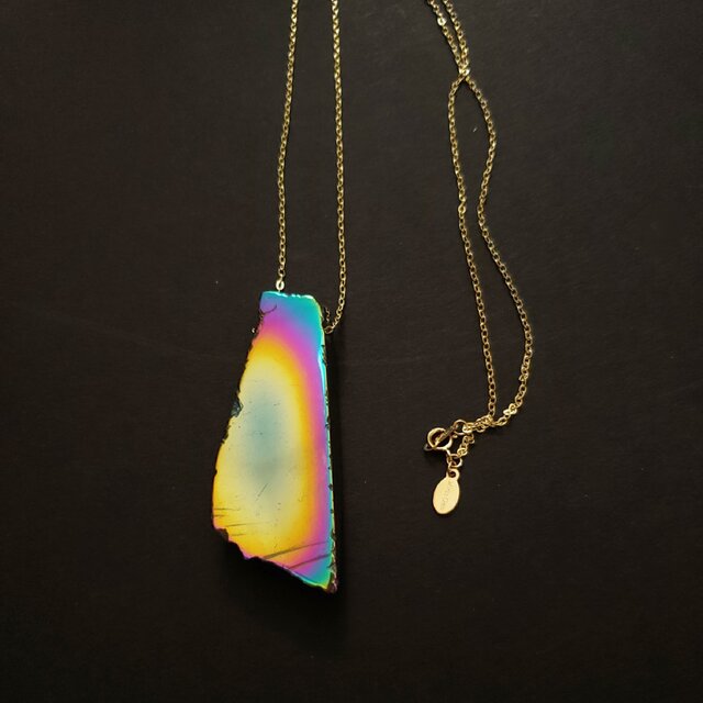 Metalic agate long necklaceの画像1枚目