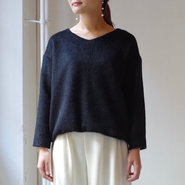 <販売開始!>2way ウール混シャギーツィードトップス(black)の画像1枚目