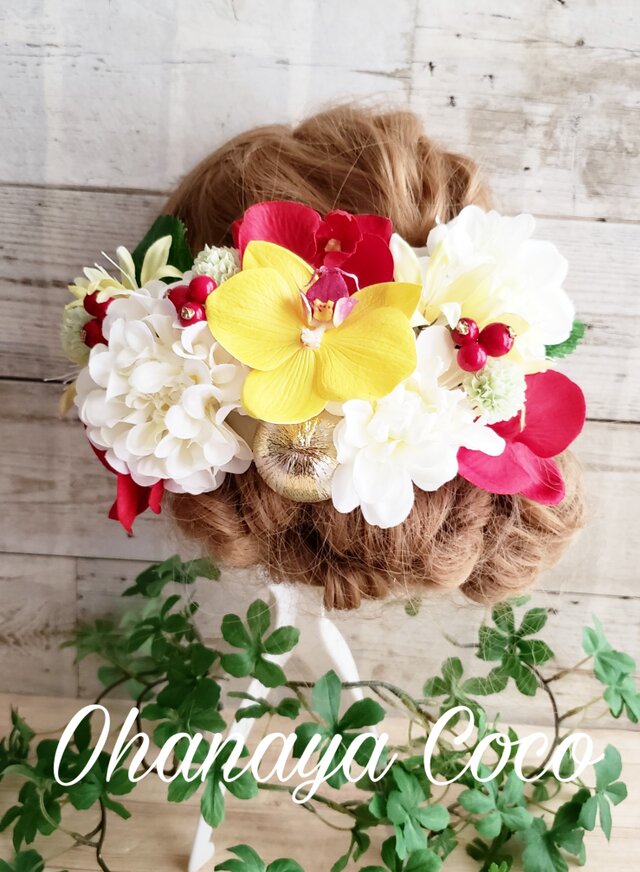 hirahira 蝶舞う ファレノプシスの髪飾り18点Set No355