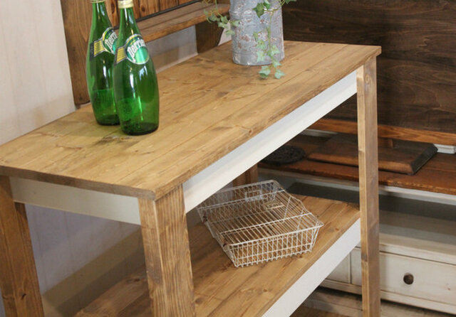 ホワイトシャビー　収納ラック　ローボード　キッチンラック　アンティークホワイト ホワイトシャビー収納ラックローボードキッチンラック