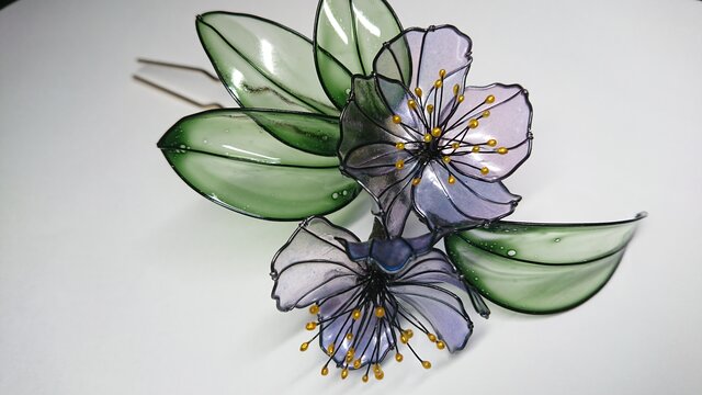 小花の髪飾り (藤紫)の画像1枚目