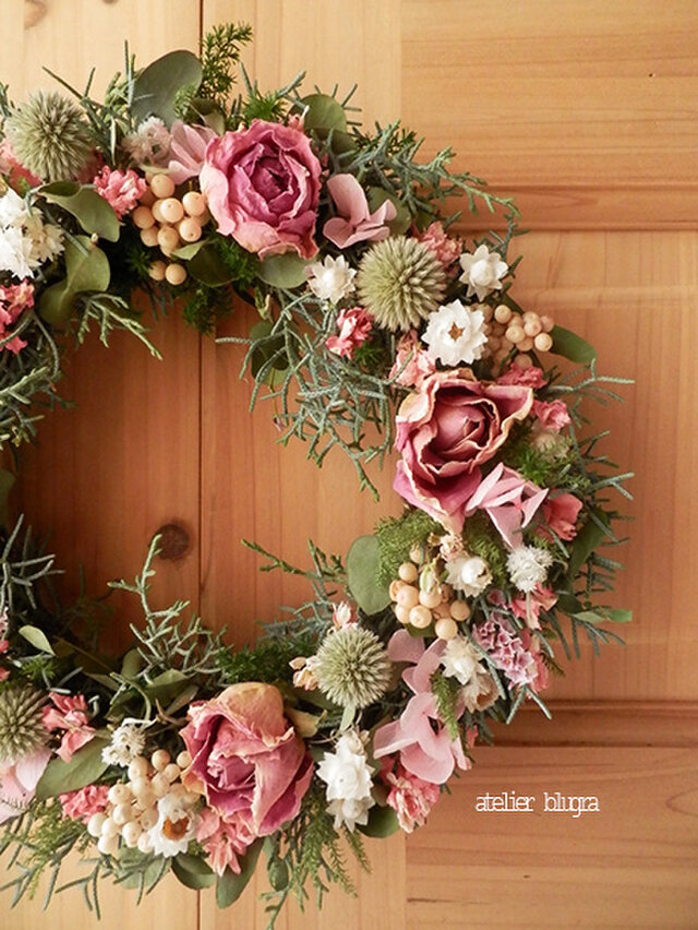 atelier blugra八ヶ岳〜バラと小花のWreathの画像1枚目